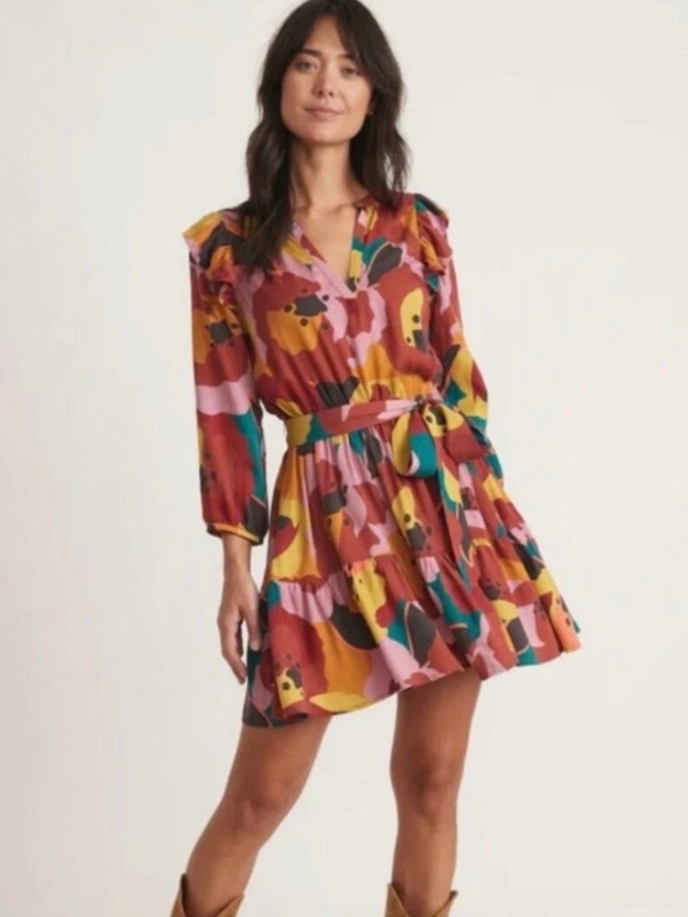 MARINE LAYER Elise Printed Mini Dress Womens Medium Exploded Floral XS NWT